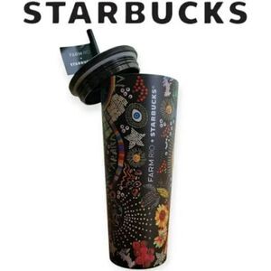 NWT Starbucks x Farm Rio Colorful Black Beadwork Stainless Cold Cup Tumbler